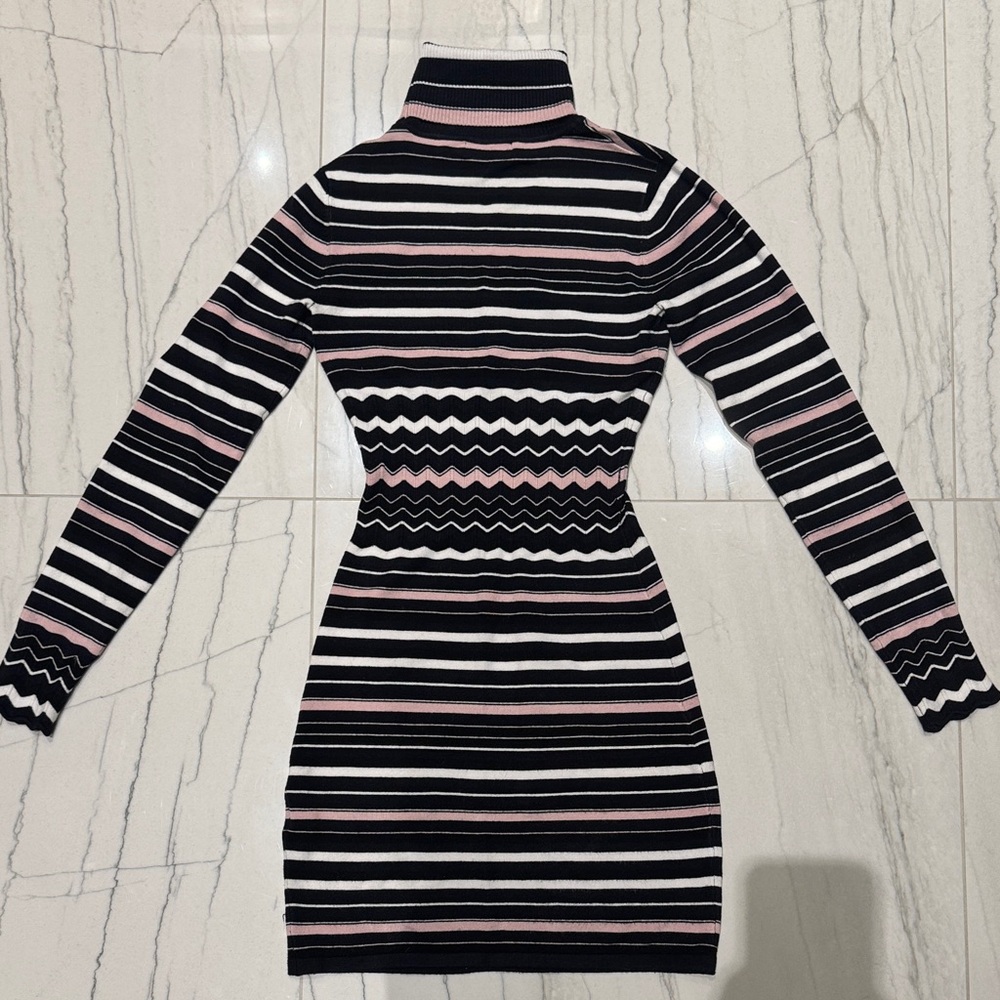 bebe - Turtleneck Bodycon Striped Midi Dress - Small (Brand New)